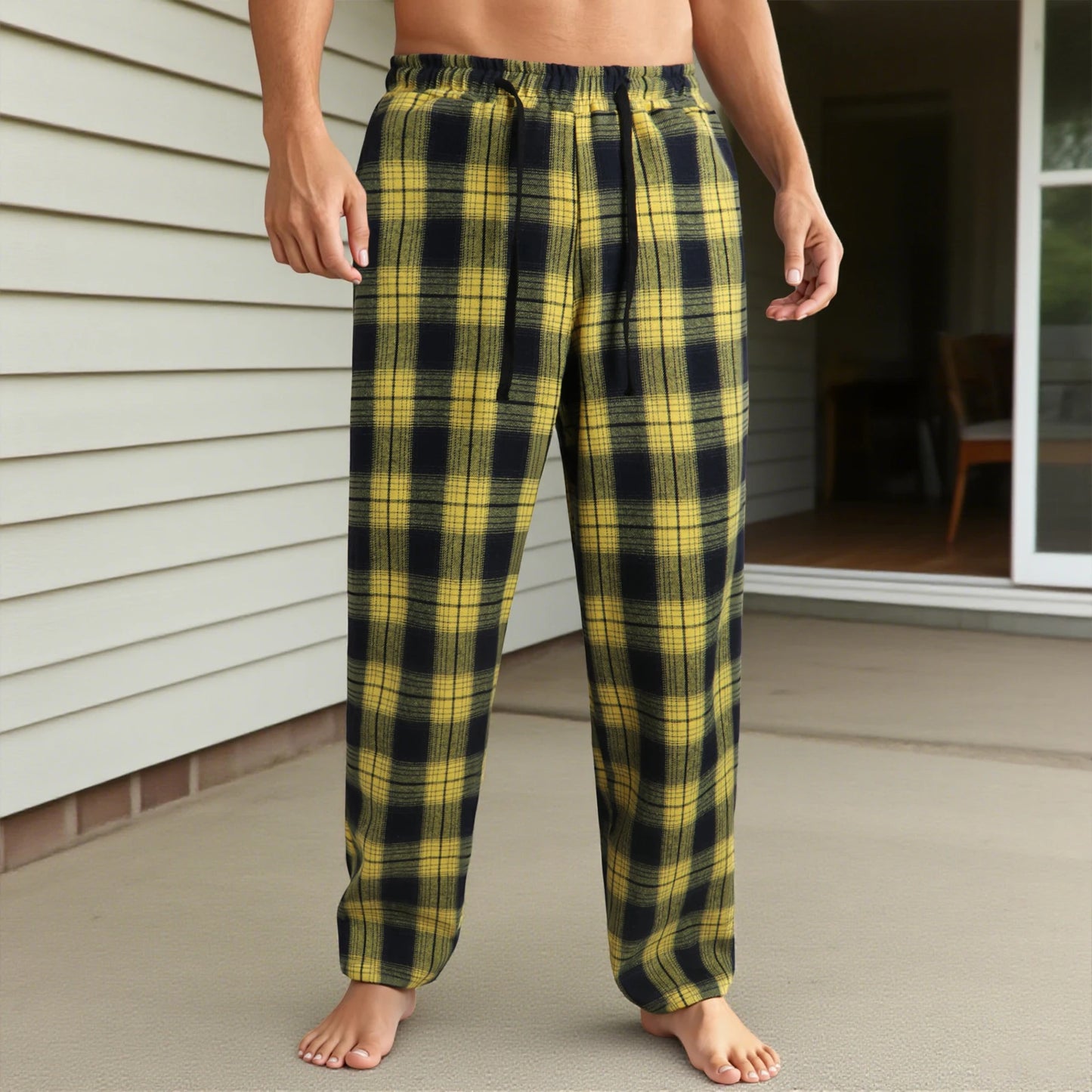 Stylish Men s Checkered Lounge Pants with Adjustable Drawstring Waistband for Comfortable Everyday Wear