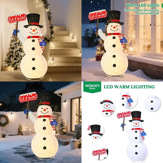 5.2 FT Tall Warm White Lighted Snowman with Candy Cane, Outdoor/Indoor Christmas Decoration for Yard, Garden, Lawn