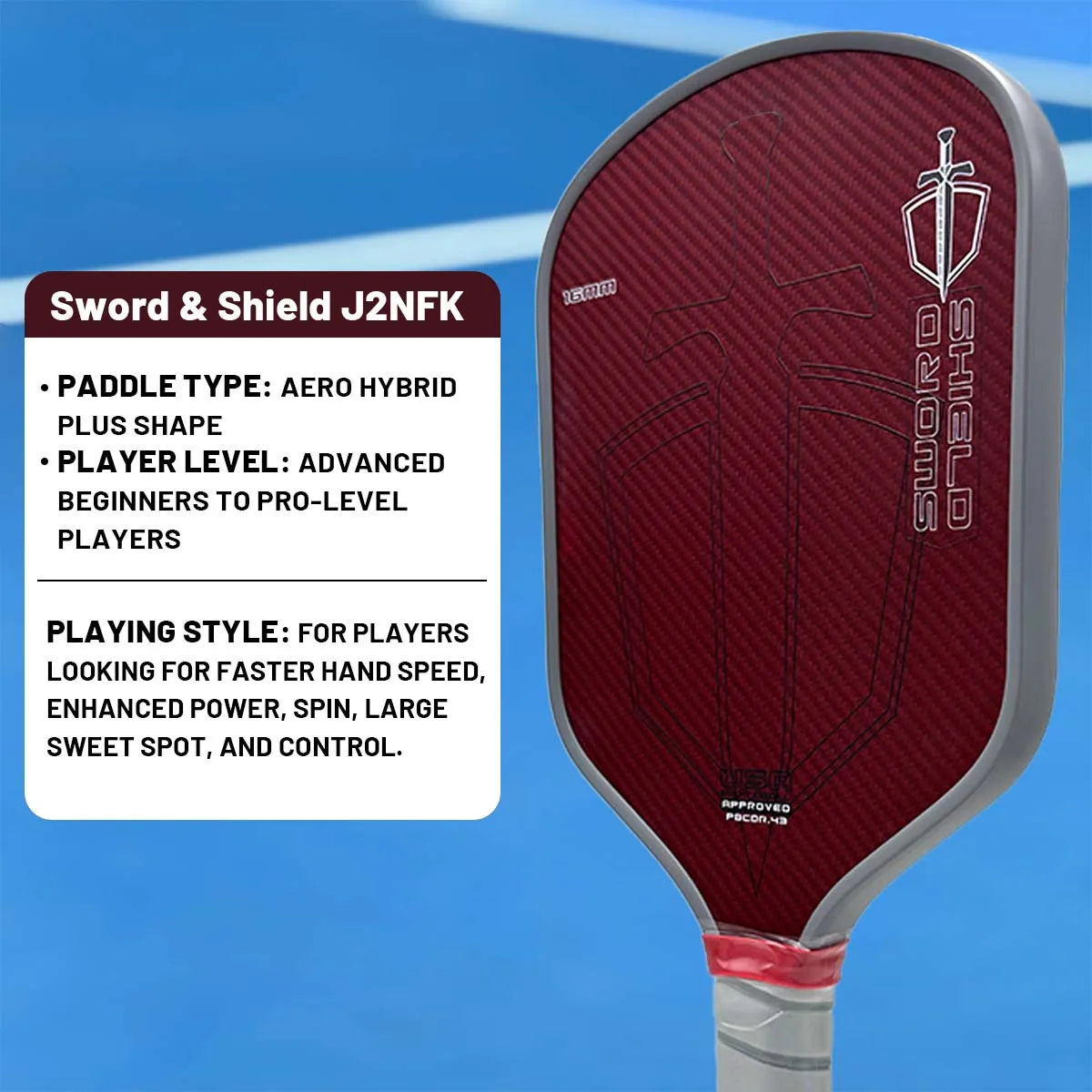 Pickleball Paddle Sword & Shield J2NFK,Gen. 4.5 Multi Density, All Foam Floating - Pivoting Core Pickleball Paddle EPP Core Inte