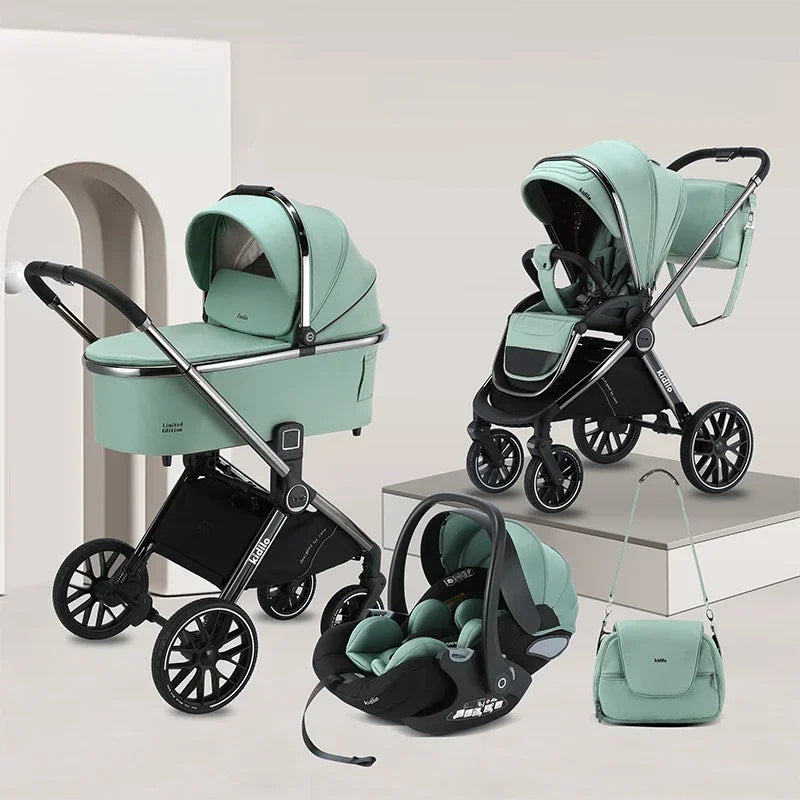 3IN1 High Landscape Baby Cart with Safety Seat, Bidirectional Baby Cart, One Button Folding, Comes with Mommy Bag