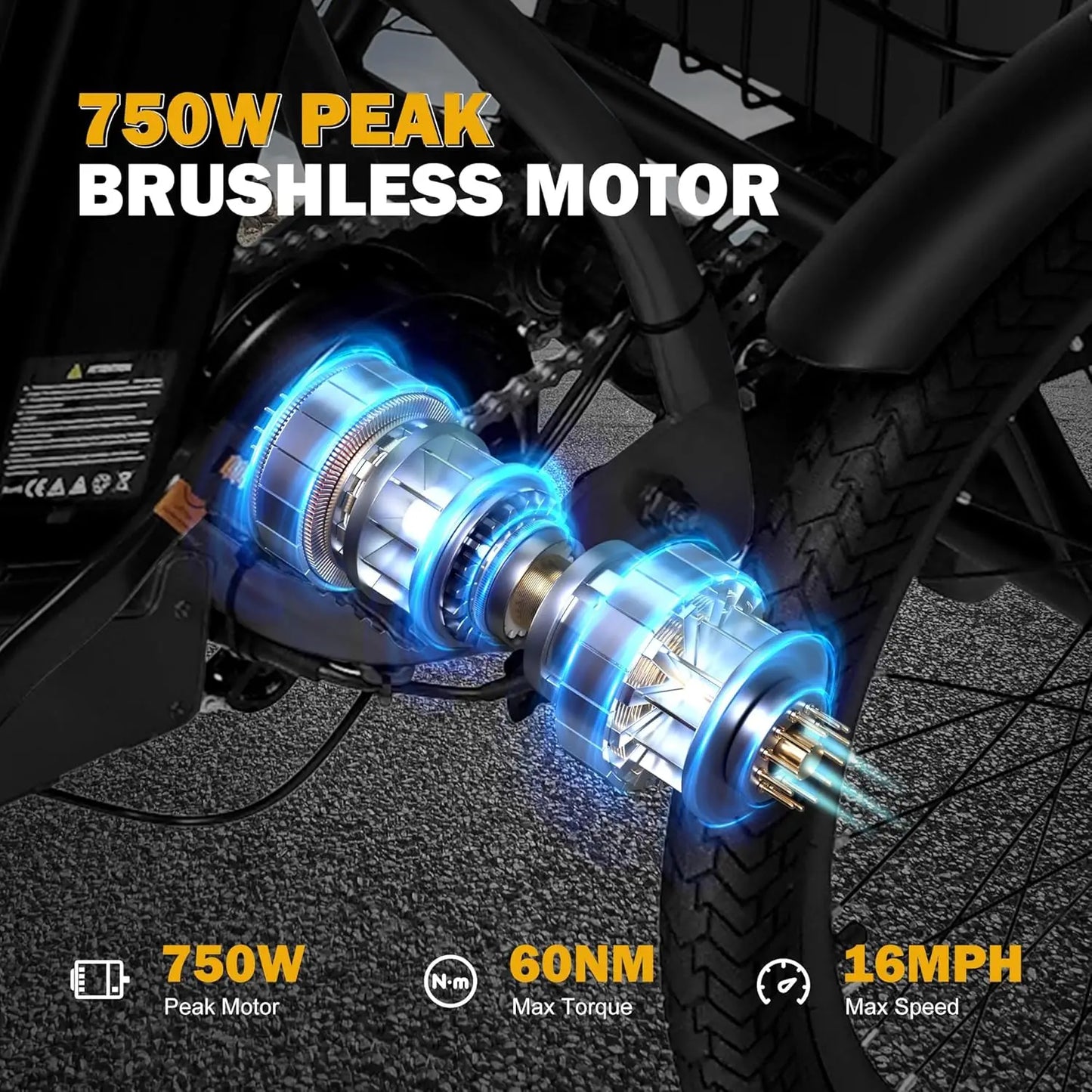 Triker Electric Bike, Peak 750W Brushless Motor Folding Trike Ebike, 468Wh Removable Battery, Step-Thru 3 Wheel, Customized