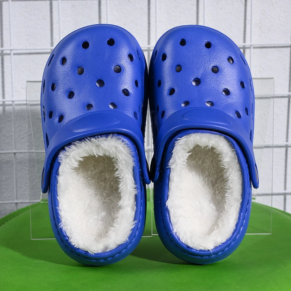 New Winter Concise Plush Slippers Children's Non Slip Soft Sole Kids Boys and Girls Warm Home Cotton Shoes