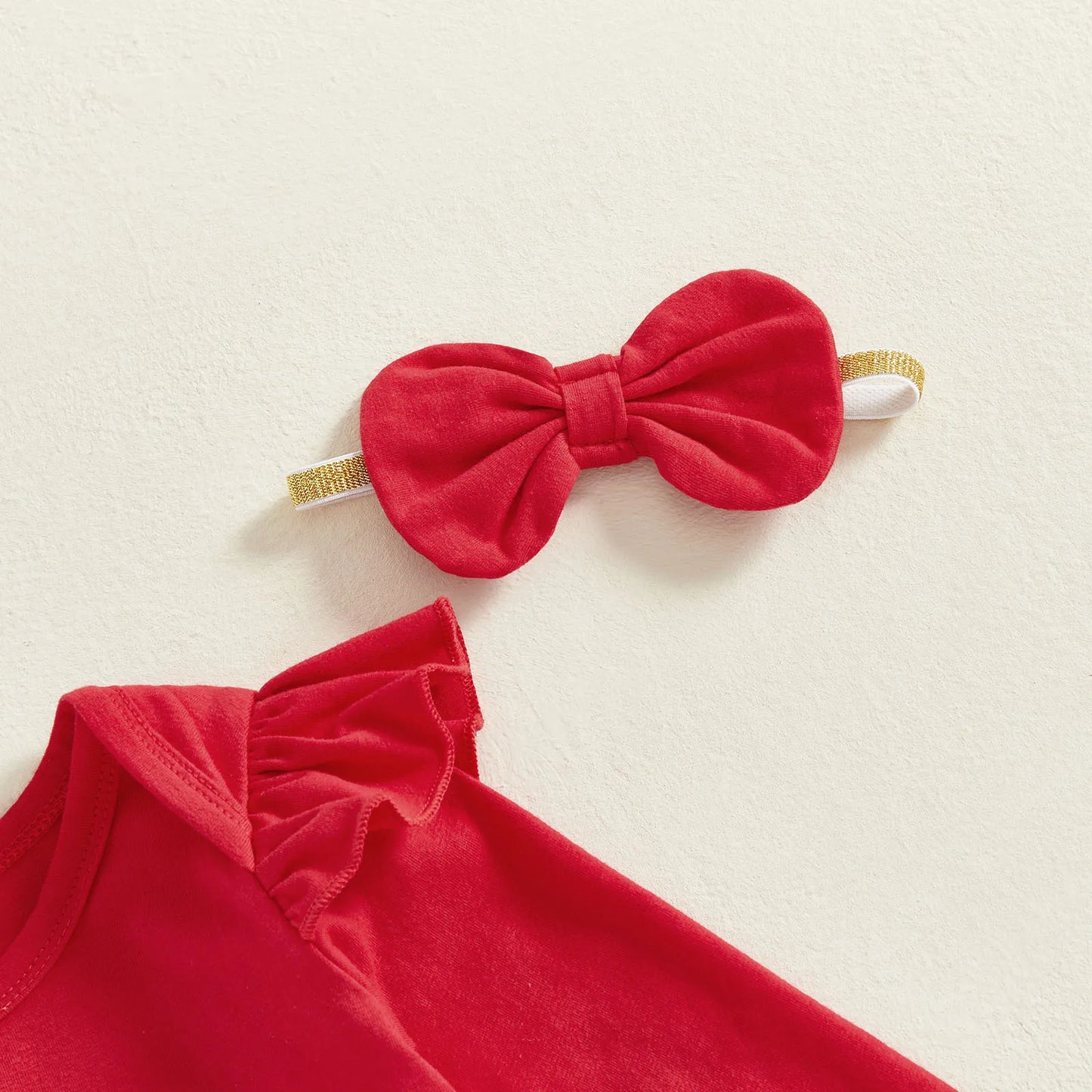 Baby Girls 3pcs Outfit Christmas Long Sleeve O Neck Reindeer Print Jumpsuit Headband Bow Mesh Skirt Newborn Clothes Set