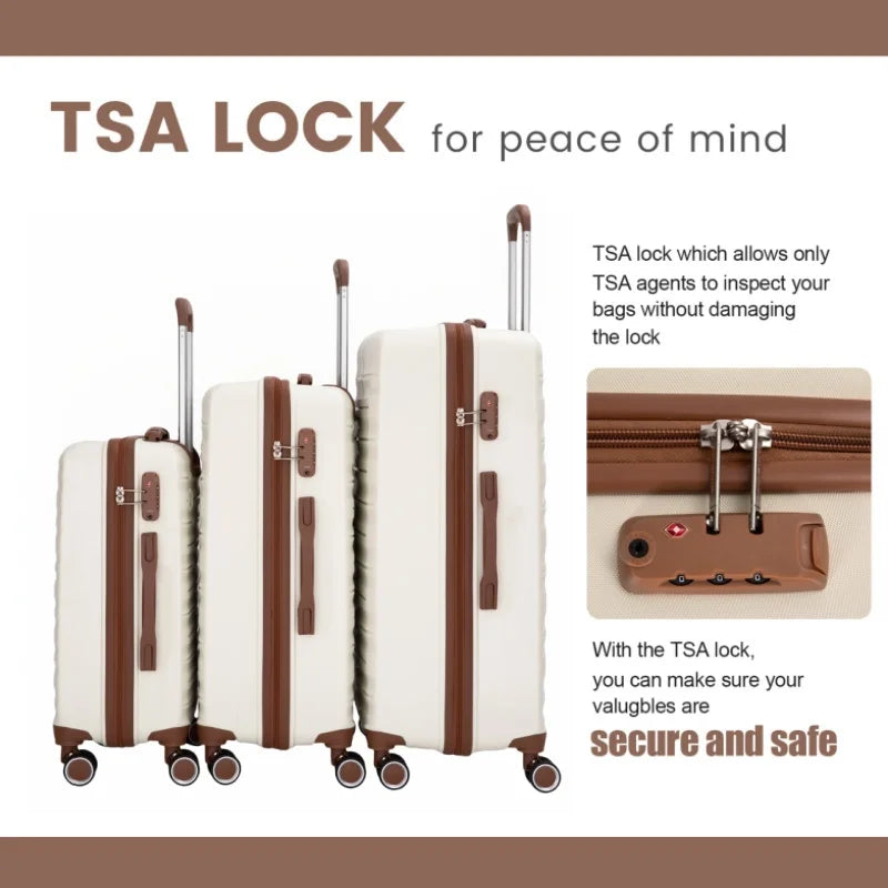 Luggage Sets 5 Piece,Suitcases with Double Spinner Wheels and TSA Lock,Hard-case 3 set Luggage with Travel Duffel Bag