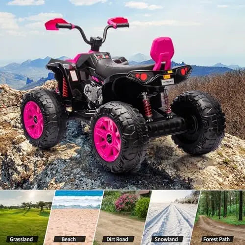 24V 2 Seater Electric ATV, Electric Car for Kids, Four-Wheeled Dirt Quad Car with Powerful Motor Off-Road Vehicle Electric Kids