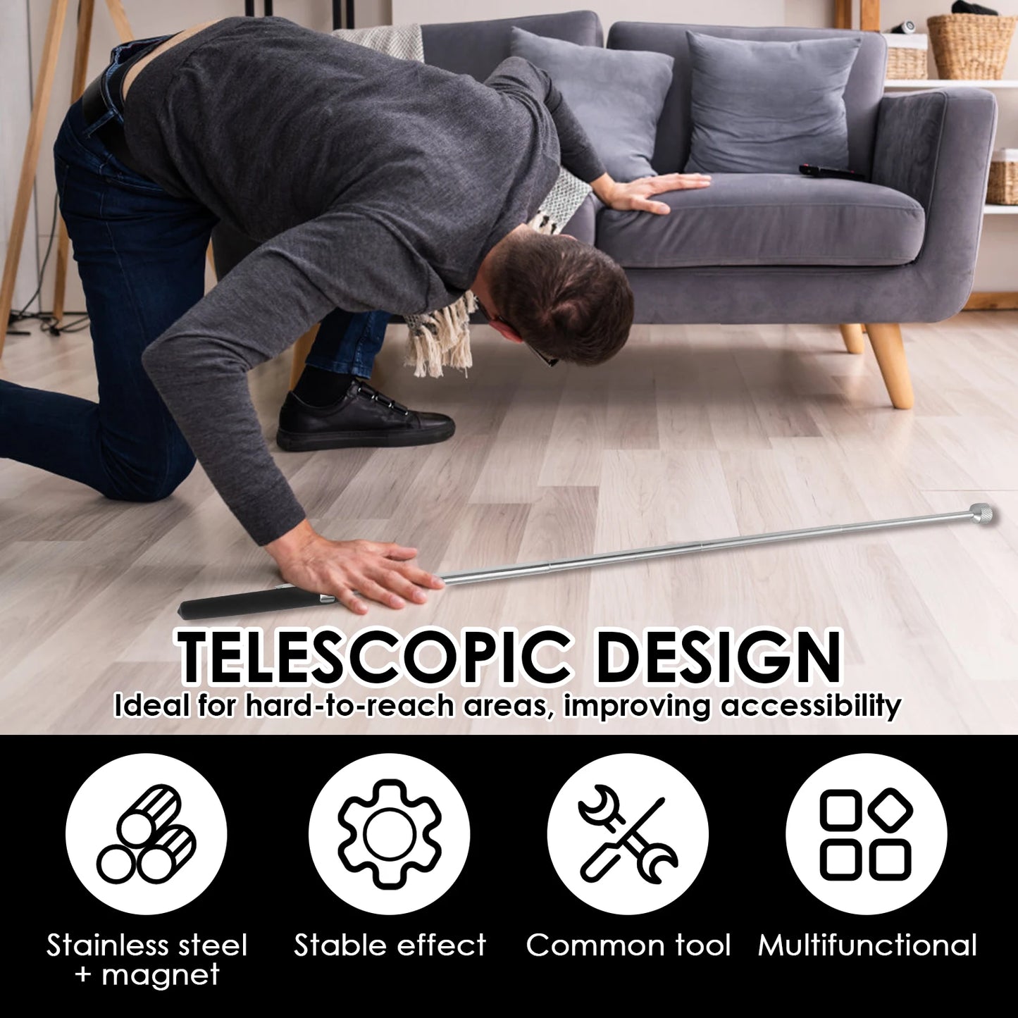 Telescoping Magnetic Pickup Tool 4 Pack (2 LB, 5 LB, 12 LB, 20 LB)  Extendable Magnet Stick Magnet Pickup Tool