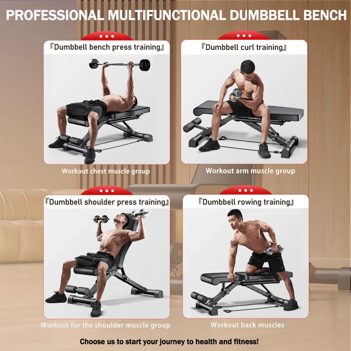 Adjustable Weight Bench for Full Body Workout Multifunctional Strength Training Dumbbell Bench Press Foldable 1000 lbs Capacity