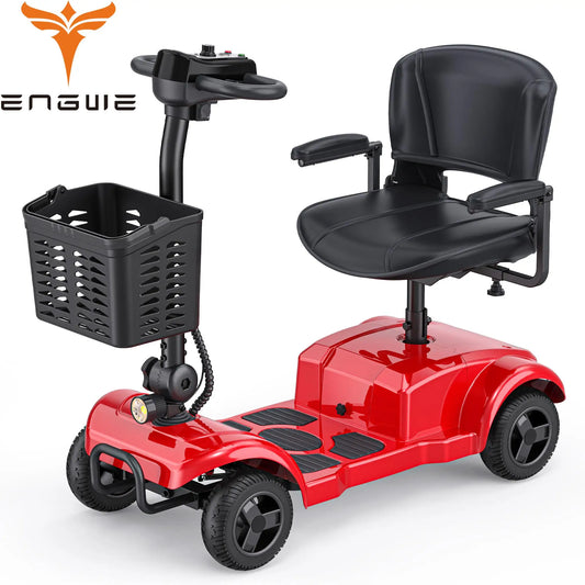 ENGUIE Four-Wheeled Electric Scooter, 250 W, 24 V 12 AH, 6.2 MPH Max Speed, 15.5 Miles Range, Ideal For Short Trips and Urban Living