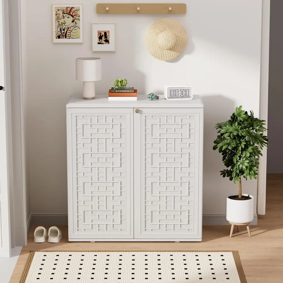 HDPE Outdoor Storage Shed for Garden with Horizontal Resin Design All-Weather Durable Plastic Storage Cabinet with One Shelf Id