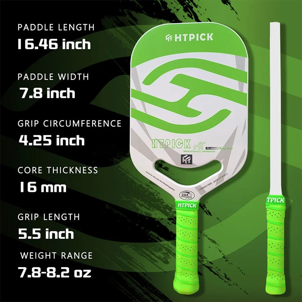 HTPICK Pickleball Carbon Fiber T700 Hot Pressed Borderless Integrated Molding High end Professional Enhanced Rotation Pickleball