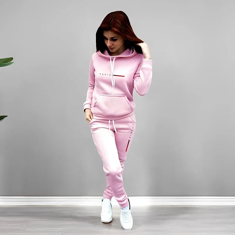 Printing Hooded Suit Quality Ladies Daily Jogging Sport Woman Two piece Set Autumn Winter Women Tracksuit Outfits Fashion Casual