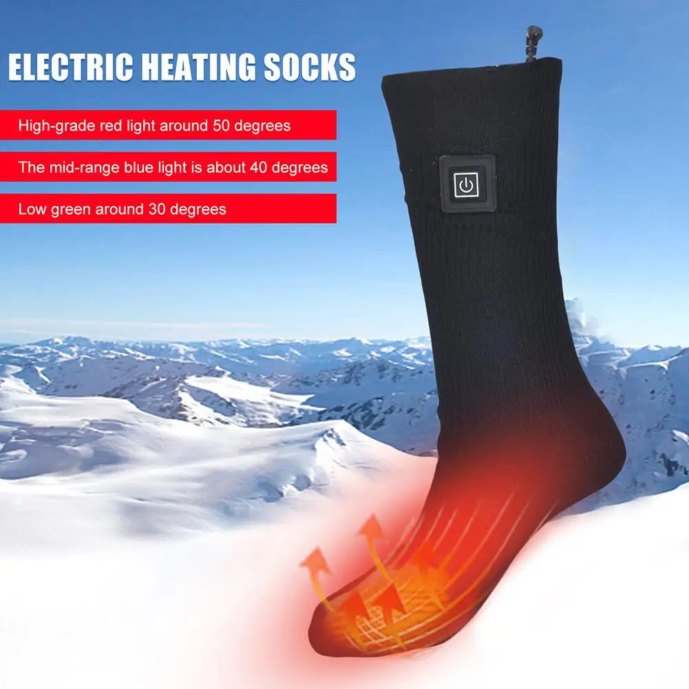 1/2/3Pair Winter Heated Socks Heating Warm Long Socks Anti Slip Battery Powered Cold-Proof Skiing Sock For Outdoor Skiing Hiking