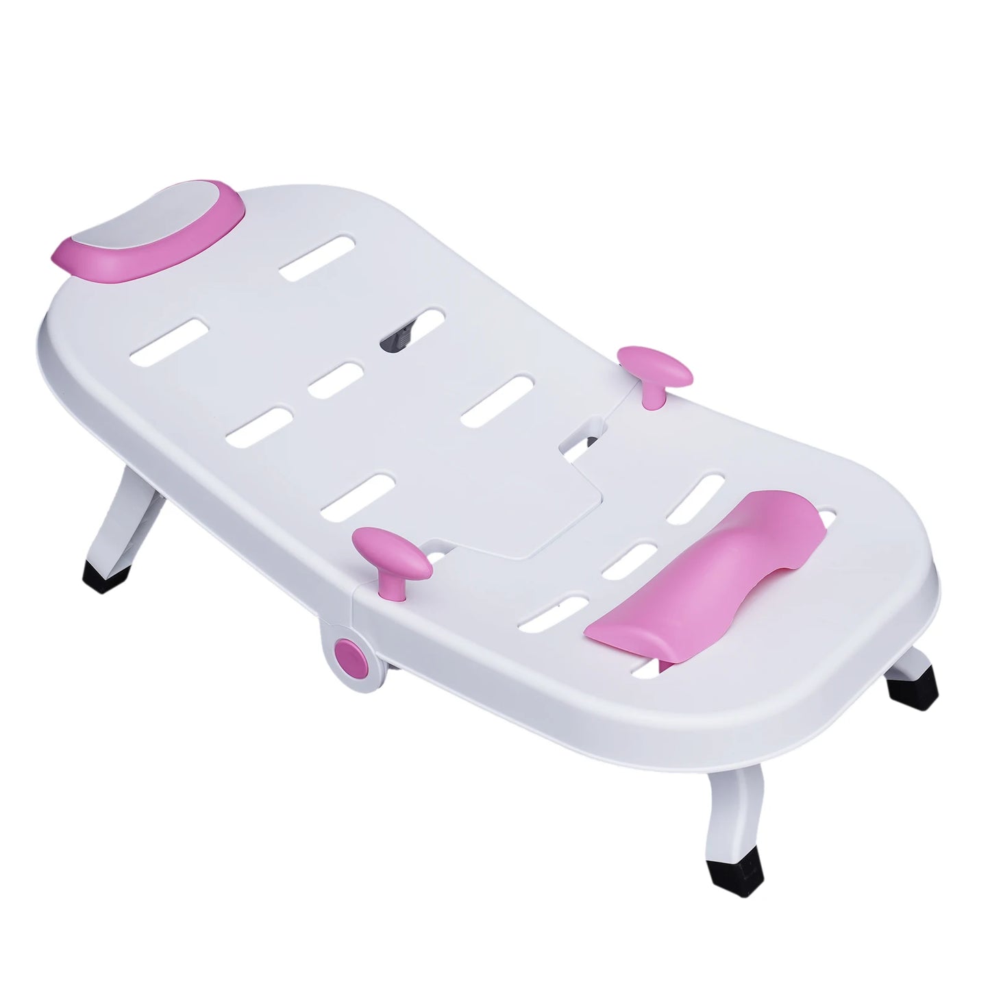 Foldable Kids Shampoo Chair Anti-Slip Bath Chair for Hair Washing, Pink Baby Shampoo Sink Chair with Headrest, Ages 0-10