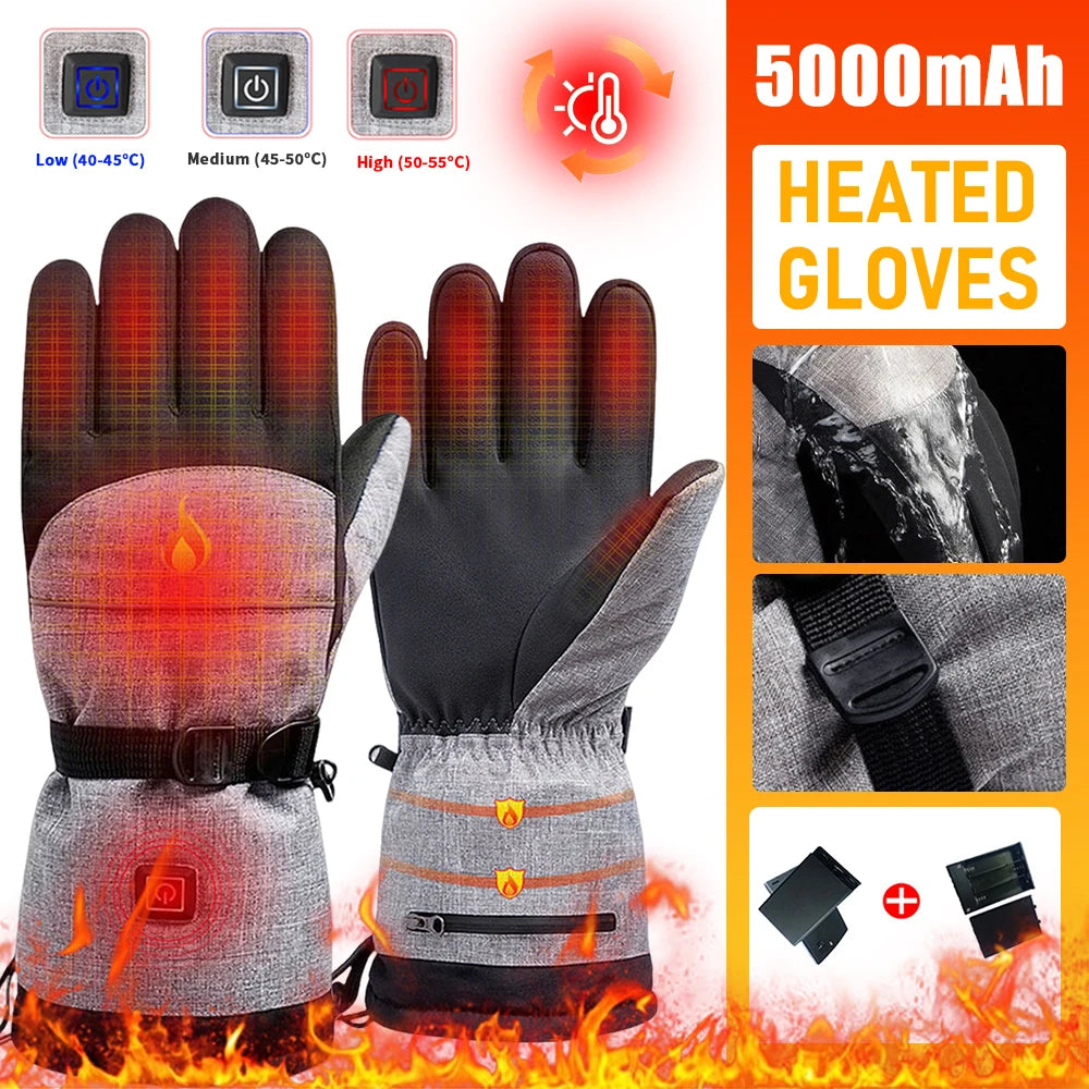Winter Electric Heated Gloves Electric USB Charging Heating Gloves Waterproof Thermal Heating Gloves For Climbing Hiking Skiing