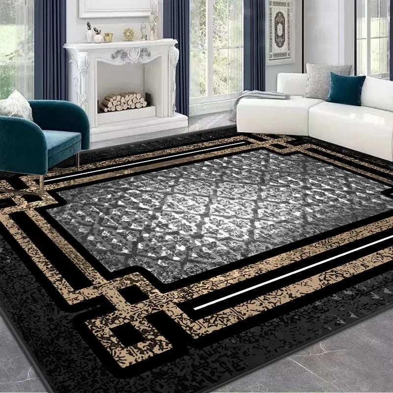 Light Luxury Rugs for Bedroom Anti-slip Bedside Rug Large Area Living Room Decoration Soft Carpet Washable Cloakroom Floor Mat