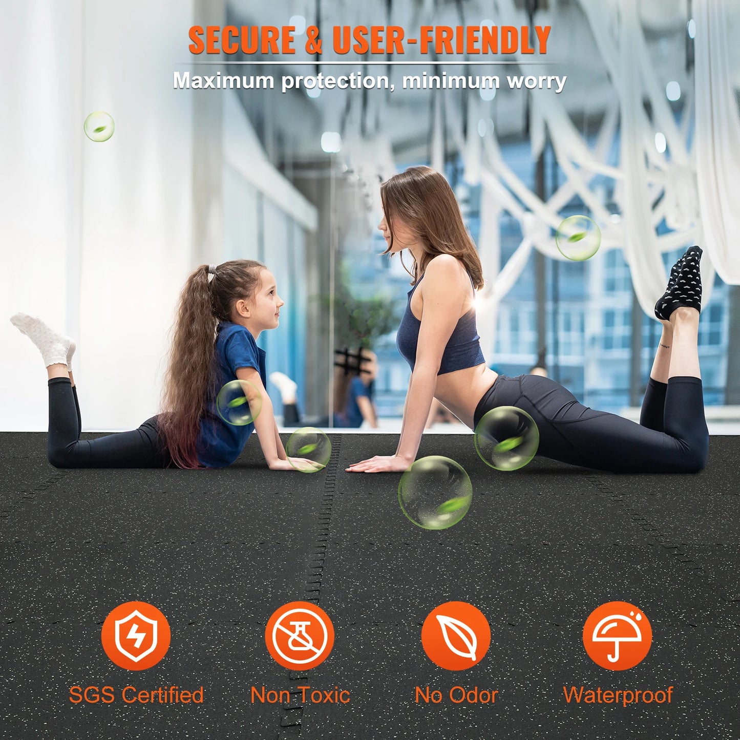 Ultimate 25 count 12/6 Piece 1/2 in Thick Gym Floor Mats EVA Foam & Rubber Top Interlocking Workout Floor Mats Waterproof Exercise Mats