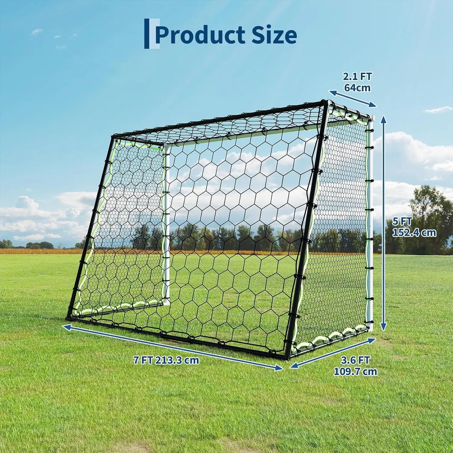 3-in-1 Soccer Goal Training,7x5Ft Soccer Rebounder Net,Rebound Trainer for Passing,Ball Control,Solo & Team Practice,Steel Frame