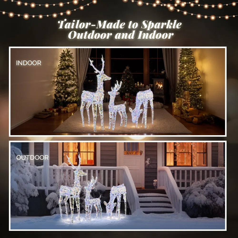 3 Piece Christmas Reindeer Family Lighted Deer for In/Outdoor Yard Decoration