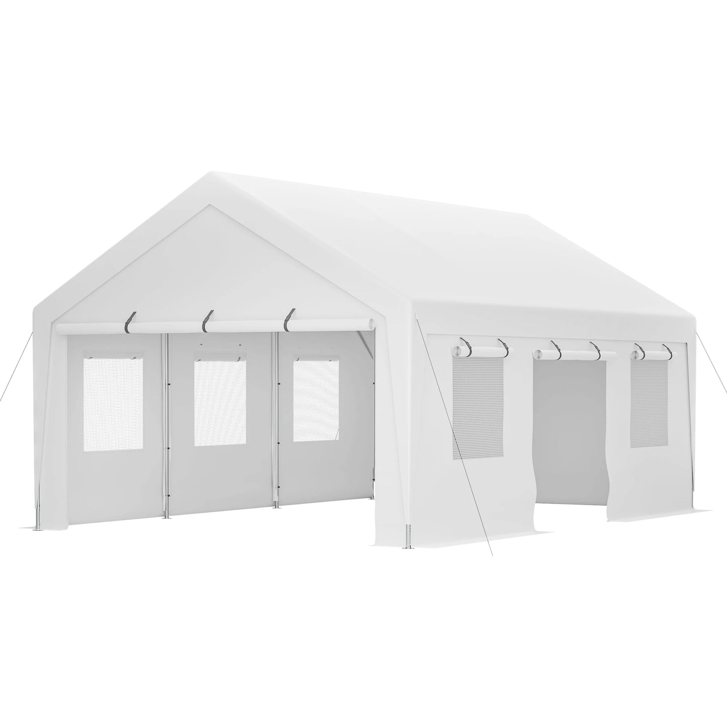 13 x 20 Heavy Duty Steel Carport Storage Canopy Garage Tent w/ Removable Sidewalls