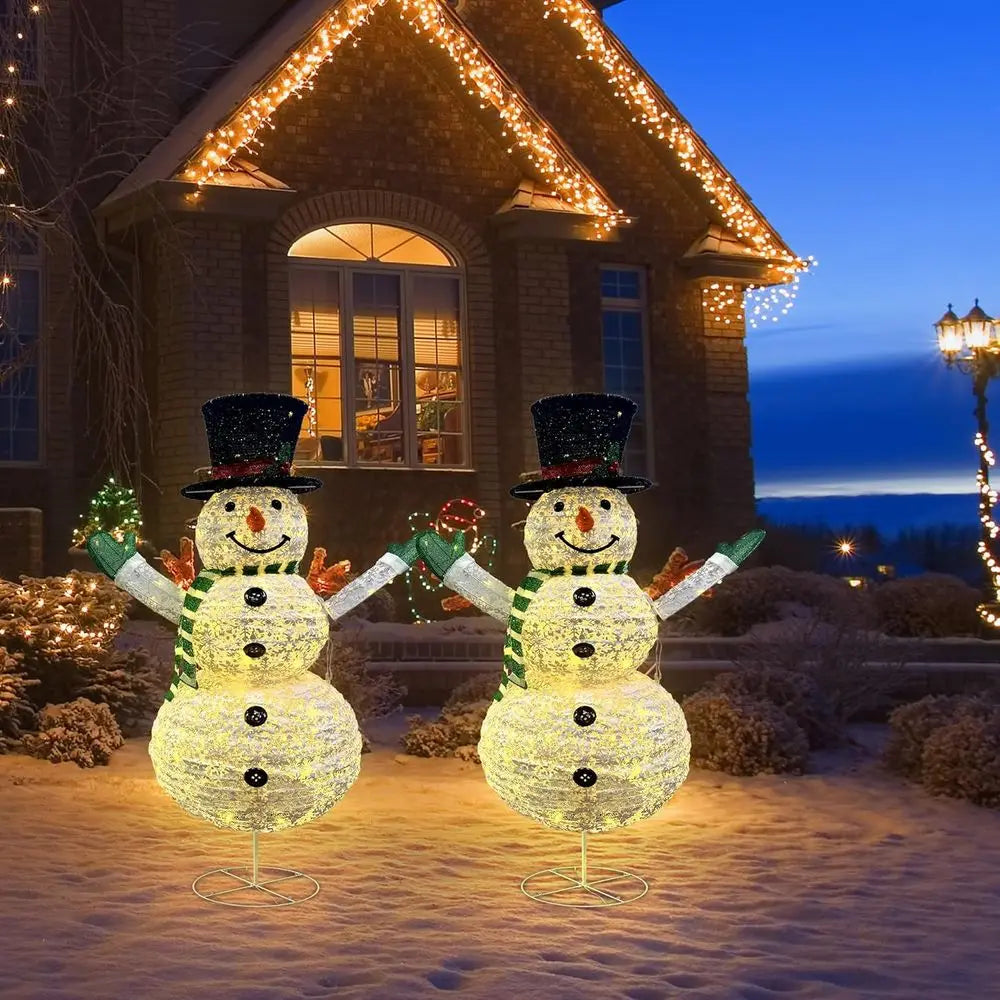 48 Tall Collapsible LED Snowman with 100 Lights - Outdoor Holiday Decor for Christmas, New Year, Winter