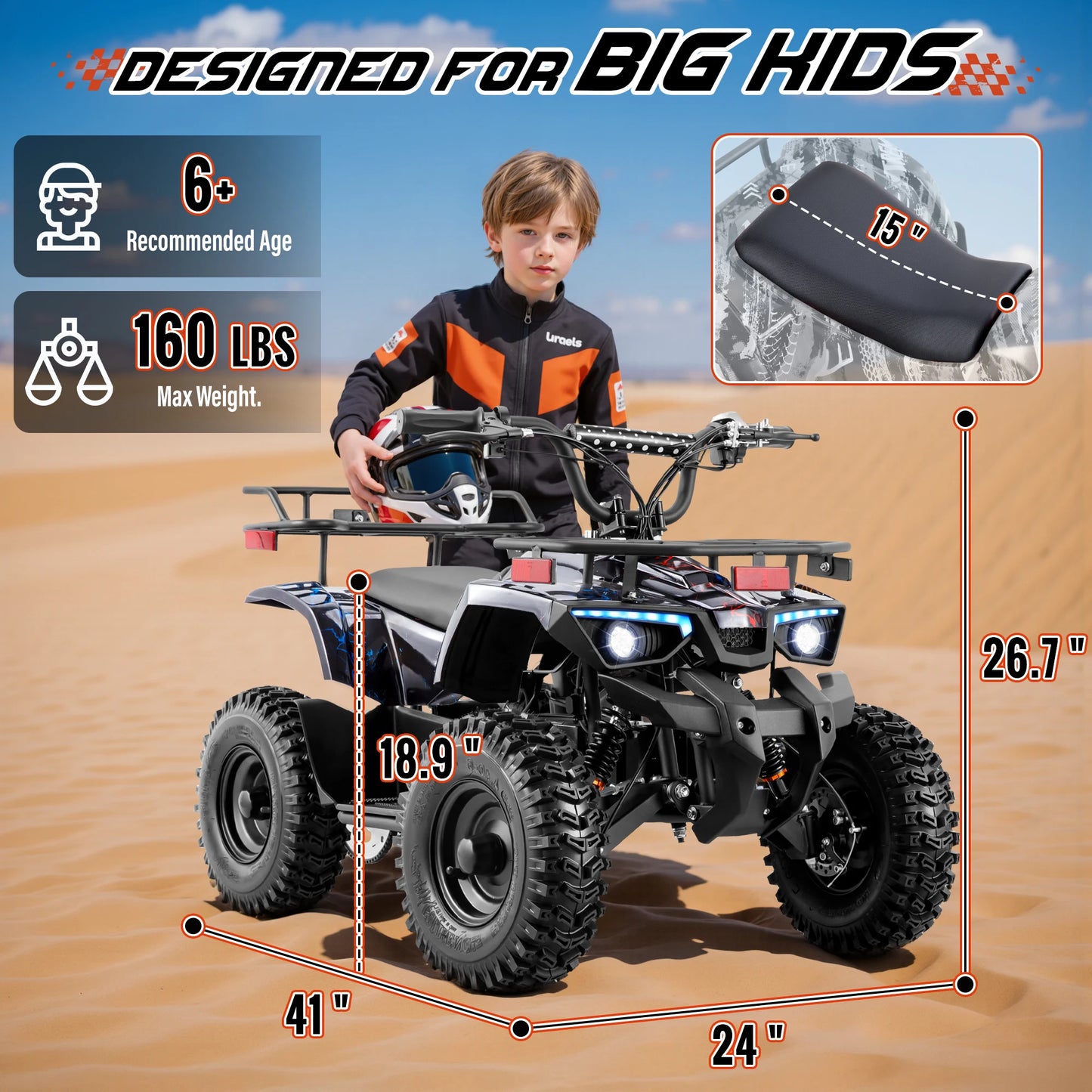 GOOW HILL-SHAZODZA 36V Kids Electric UTV - 800W All-Terrain Power Wheels with Key Start & Triple Disc Brakes