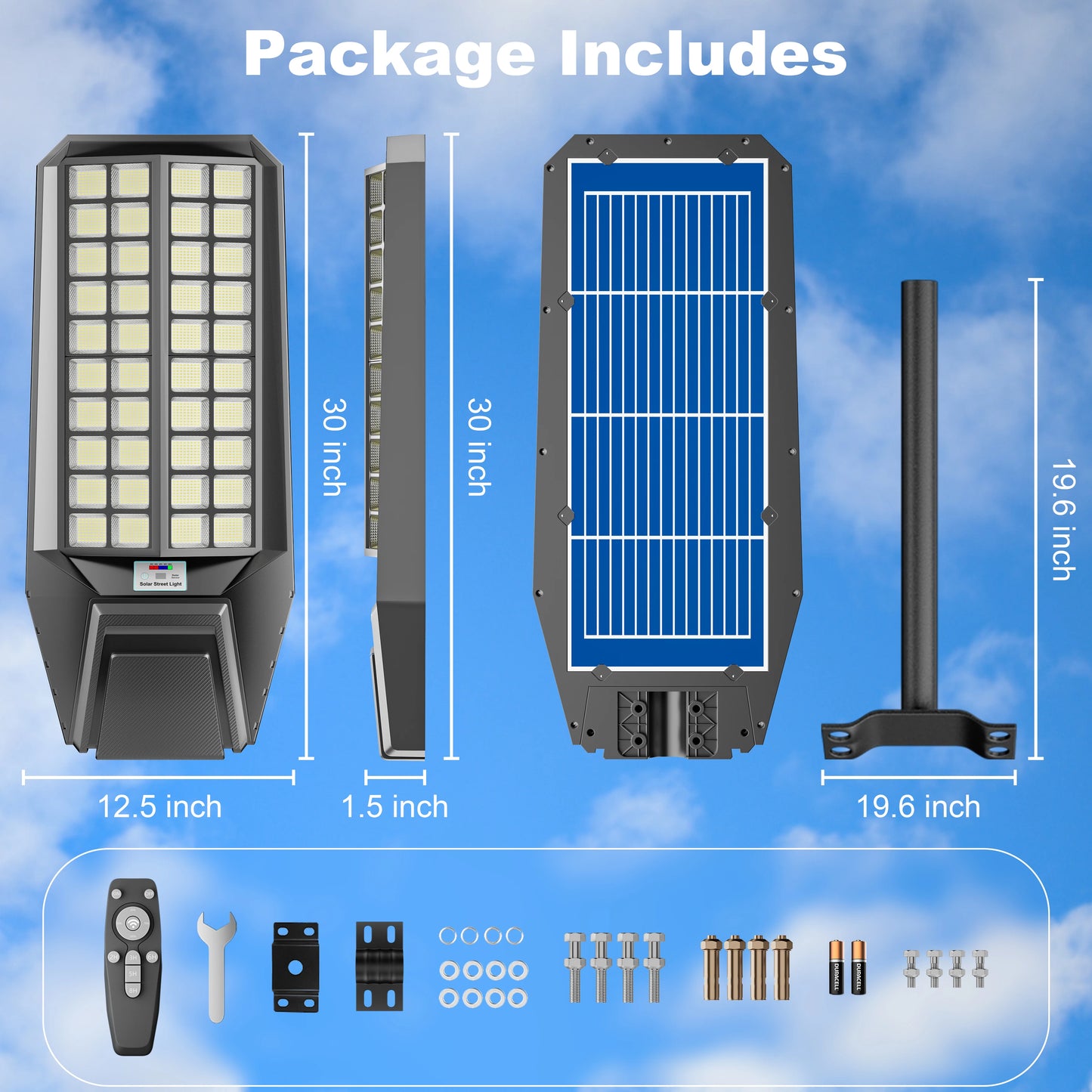 6Pack 8000W Super Bright Outdoor Solar Lights, Outdoor Street Lights, Daylight Lighting Multiple Modes, Garden Lighting With Int