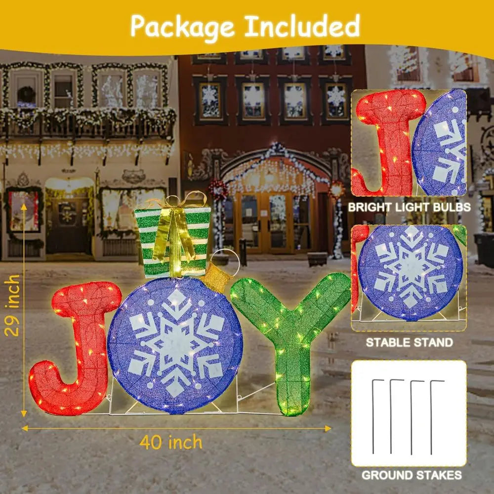 40 Illuminated Joy Nativity Outdoor Yard Sign with 70 LEDs, Christmas Lawn Decoration for Parties & Holidays