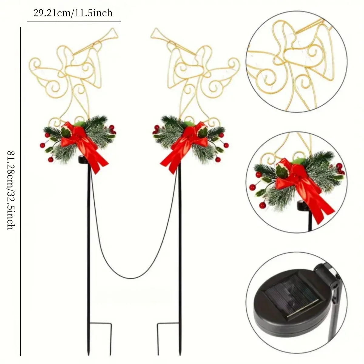 Solar Christmas Cross Stake Lights, Christmas Decorations Outdoor, Solar Christmas Garden Metal Stakes Angel Light