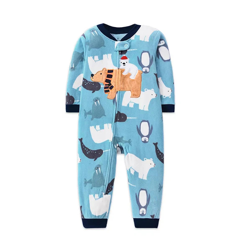 Winter Baby Rompers Clothes Zipper Fleece Warm Kids Girl Pajamas Outfit Animal Cartoon Jumpsuit Boy Clothing 9 12 18 24 Months