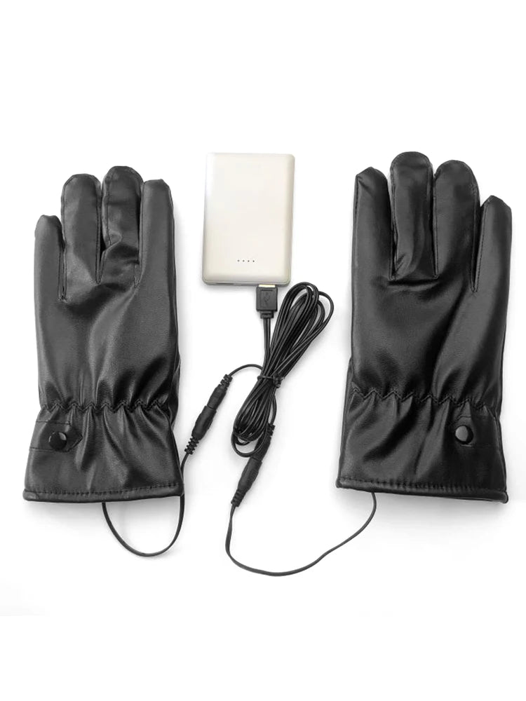 Electric Heating Glove Touch Screen Electric Thermal Gloves USB Waterproof PU Leather Men Women for Motorcycle for Cycling Ski