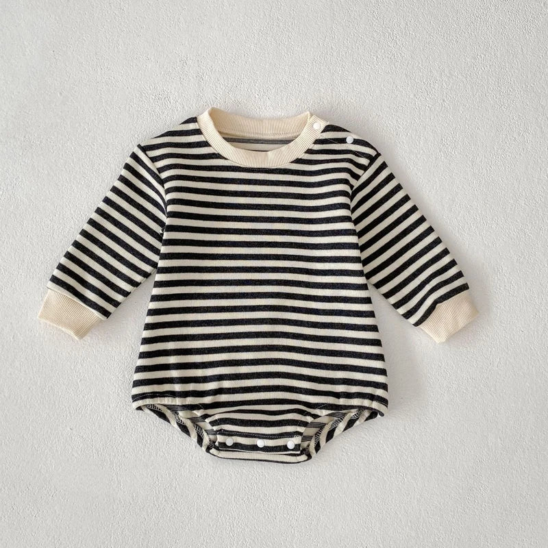 New spring baby clothes for 0 - 3 years old, neutral denim jumpsuits and striped tops, sold separately