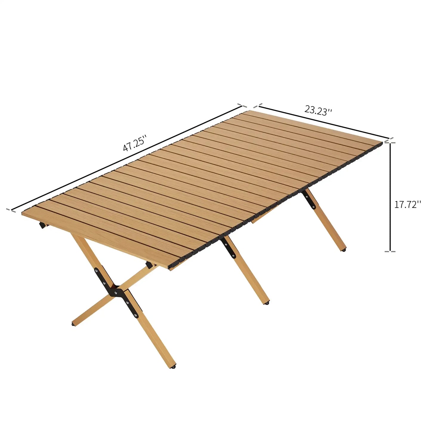 Portable Roll-Top Camping Table, 47.3" x 23.2" x 17.7" Rectangle Picnic Folding Table with Carry Bag,Assembles quickly