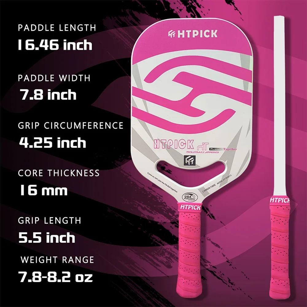 HTPICK Pickleball Carbon Fiber T700 Hot Pressed Borderless Integrated Molding High end Professional Enhanced Rotation Pickleball