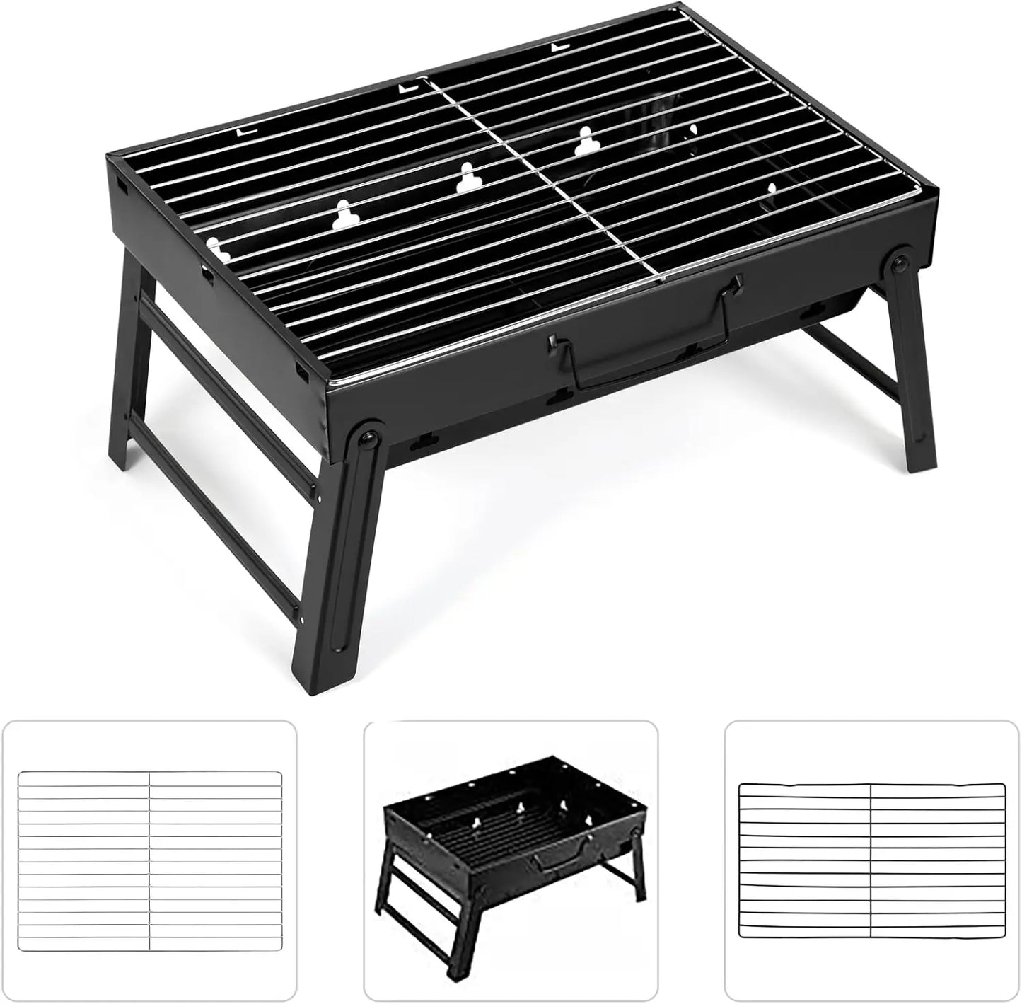 Folding Charcoal Grill, Portable Lightweight BBQ for Camping, Hiking, Picnics, Tailgating, Backpacking – Medium