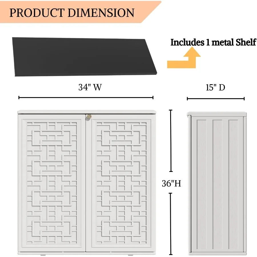 HDPE Outdoor Storage Shed for Garden with Horizontal Resin Design All-Weather Durable Plastic Storage Cabinet with One Shelf Id