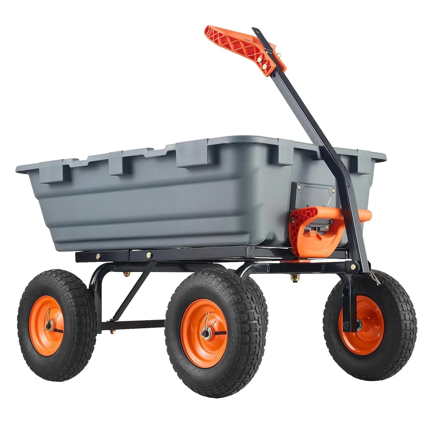 800 Lbs Garden Dump Carts, Heavy Duty Yard Cart, 4 Wheel Wheelbarrow with 10 in Tires, 180°Rotating Handle, for Plants, Soil, Sand