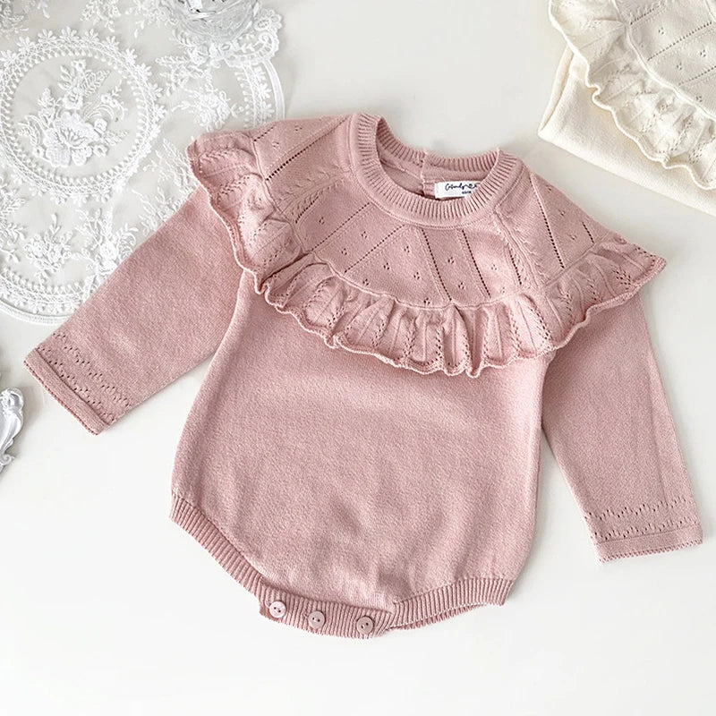 0-24M Warm Baby Clothing Knit Romper Newborn Romper Infant Toddler Boy Girl Long Sleeve Jumpsuit Embroidery Fall Spring Outfits