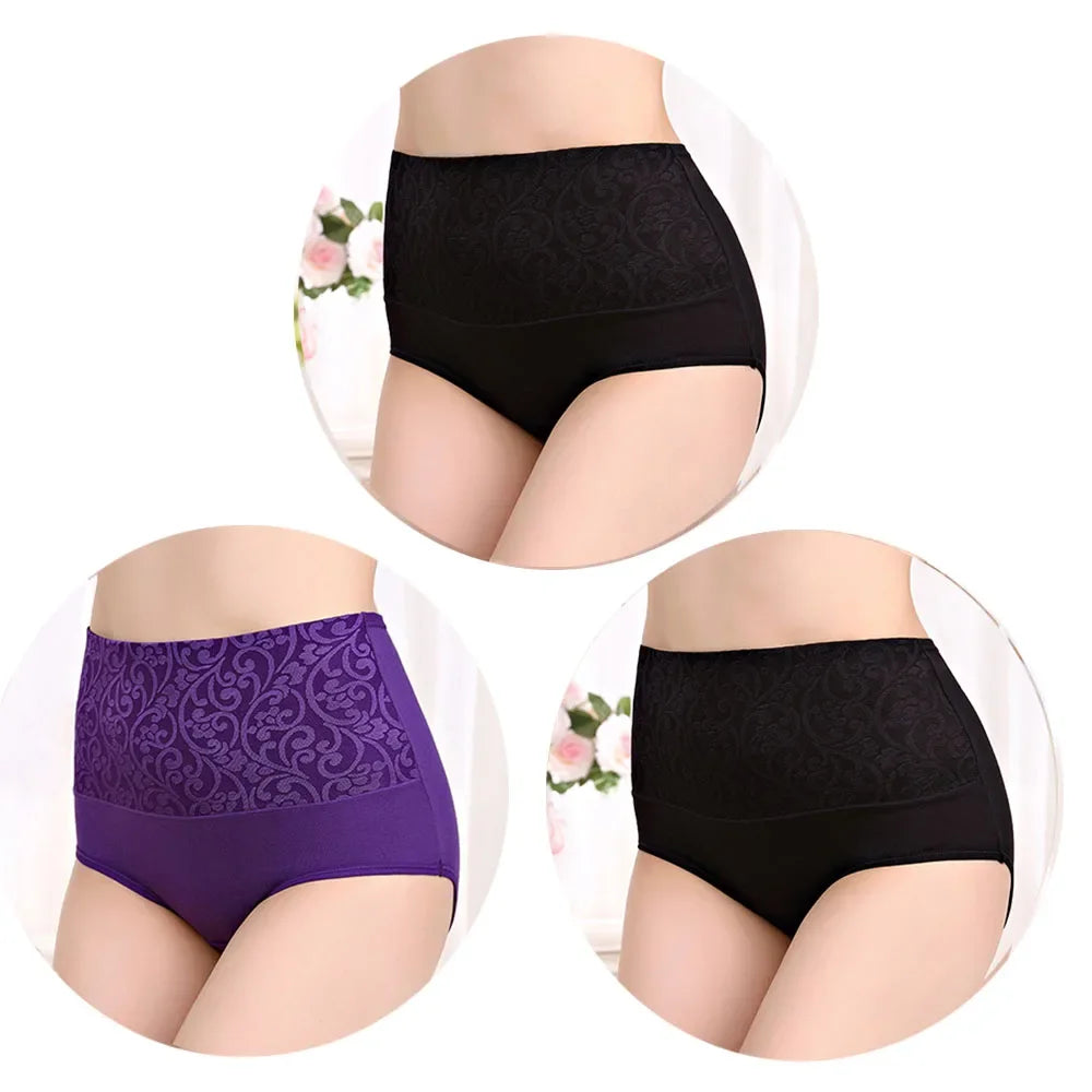3Pcs/Lot Plus Size Underwear Women High Waist Women's Panties Cotton Brief Girl Breath Panty Abdominal Underpants Ladies L-5XL