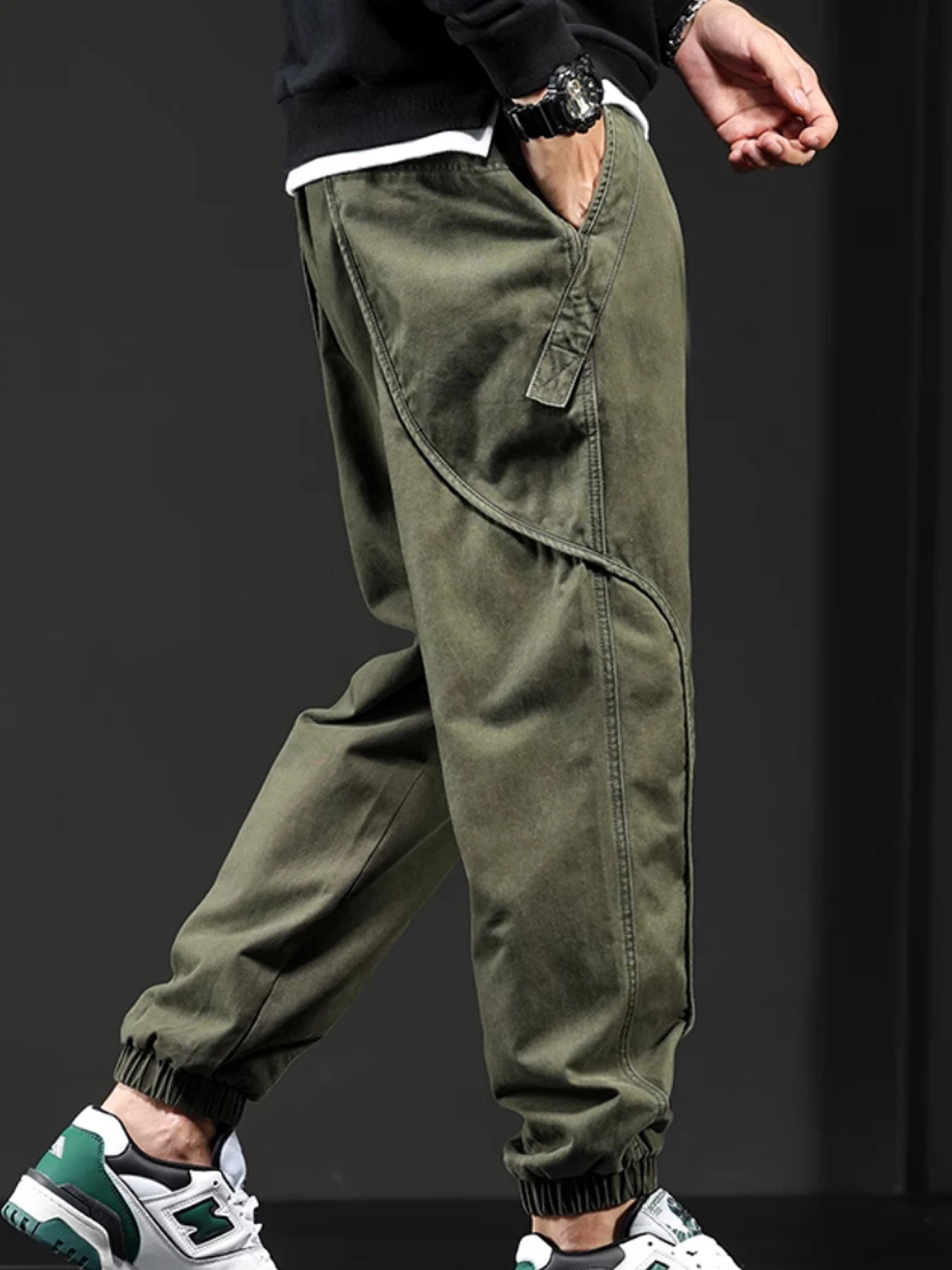 Fat brother plus size retro men's multi-pocket overalls thin straight casual pants men's fashion brand