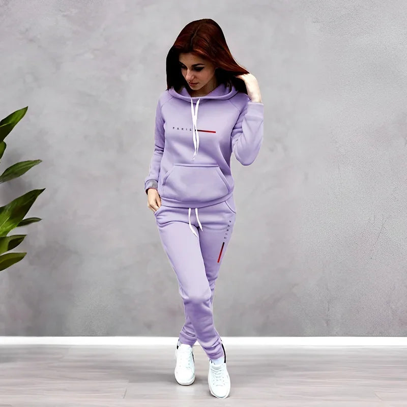 Printing Hooded Suit Quality Ladies Daily Jogging Sport Woman Two piece Set Autumn Winter Women Tracksuit Outfits Fashion Casual