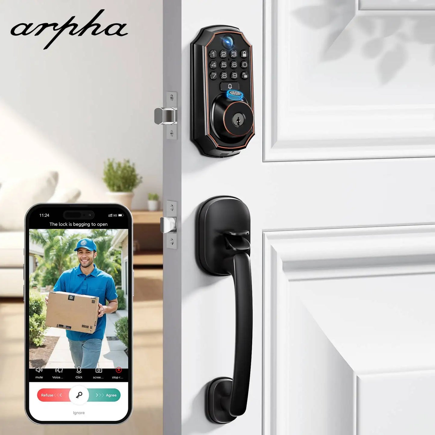Smart Lock D289H Smart WiFi Keyless Door Lock with Camera 5 in 1 Camera Fingerprint Entry App-Controlled Auto-Lock System