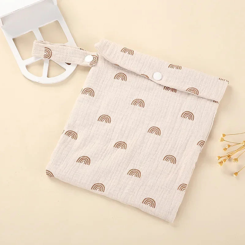 25*20cm Multifunctional Baby Diapper Bag Reusable Solid Color Travel Nappy Pouch Soft Cotton Mummy Storage Bag Baby Stroller Bag