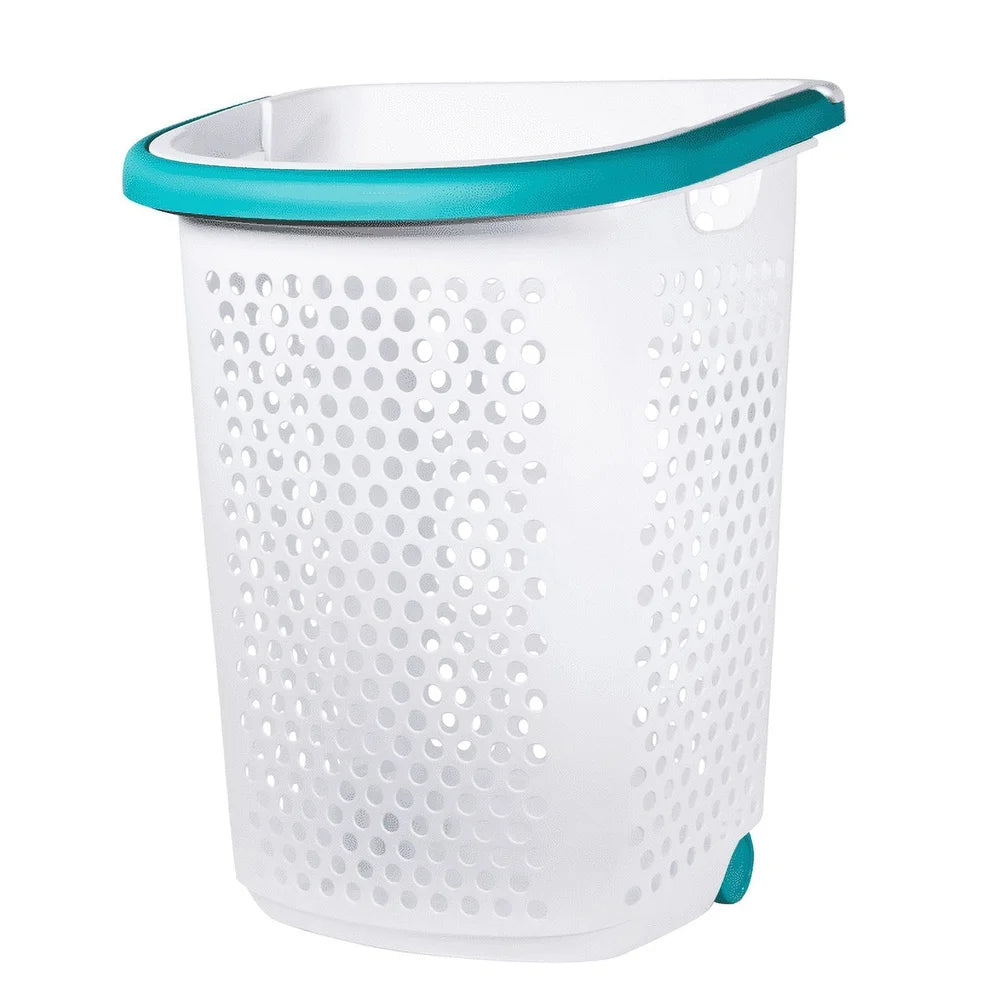 Rolling Laundry Hamper with Pop-up Handle Large Capacity Plastic Storage Basket Home College Tween Adult Use