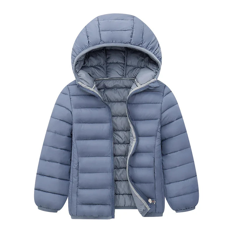 Kids Down Jackets For 3-14 Years Autumn Winter Boys Girls Warm Solid Down Coats Teens Hooded Zipper Outerwear Children Clothing
