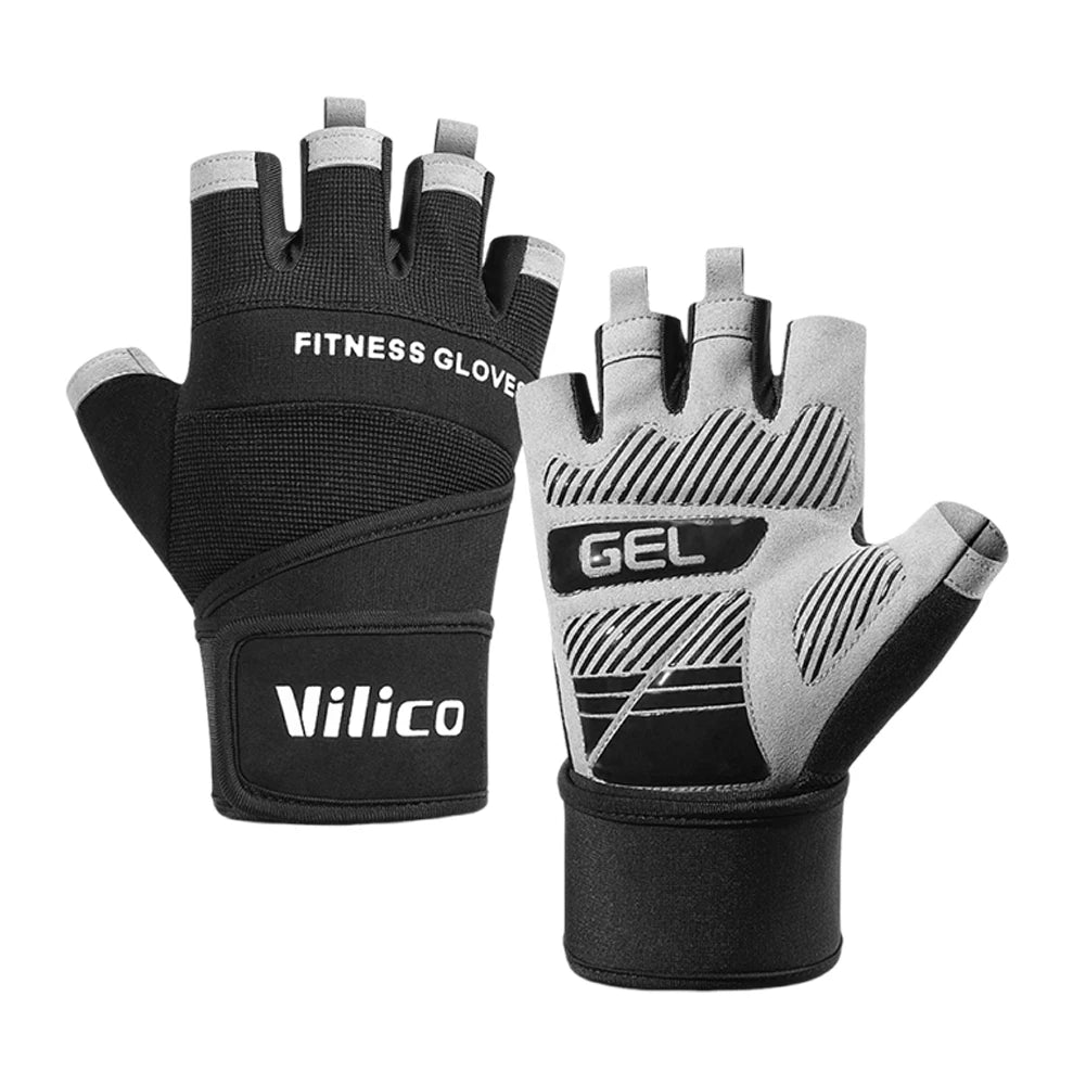 Half Finger Gym Gloves Anti-Slip Weightlifting Gloves Wear Resistant Fitness Gloves with Wrist Support for Full Palm Protection