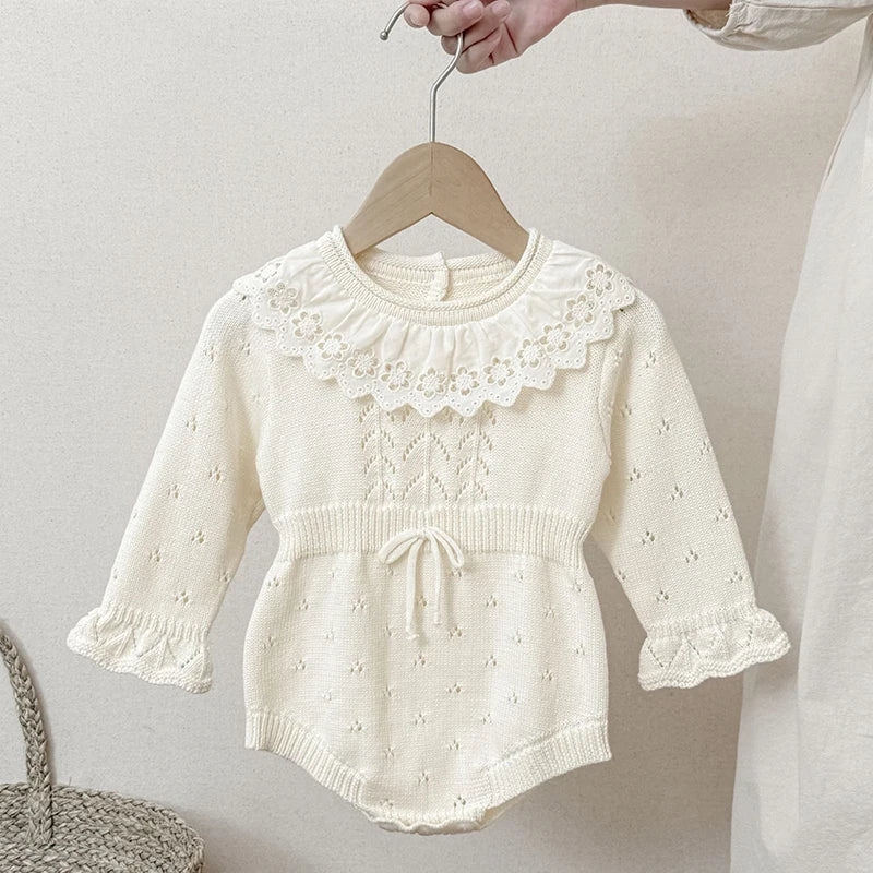 0-24M Warm Baby Clothing Knit Romper Newborn Romper Infant Toddler Boy Girl Long Sleeve Jumpsuit Embroidery Fall Spring Outfits