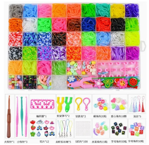 1 Box Rubber Loom Band Bracelet Kit Bead Set for DIY Elastic Friendship Bracelet Girls Jewelry Make Creation Knitting Accessory