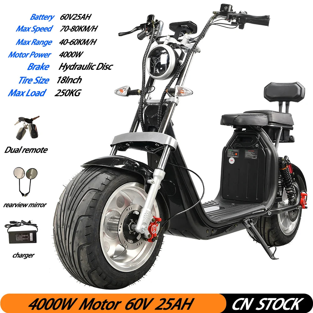 City-coco Electric Scooter 4000 W Powerful Motor Max Speed 60-70 KM/H 60 V 25 AH Battery Charging Mileage 40-60 KM Max Load 250 KG