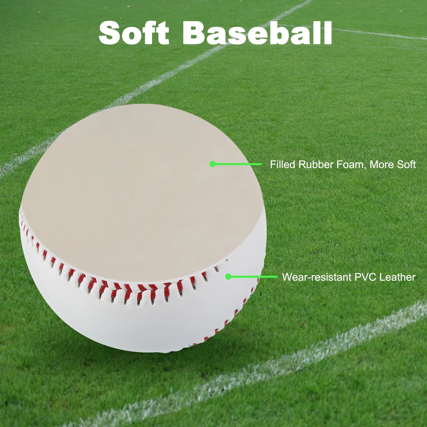 9 Inch Baseball 6 Pack Baseballs Soft Bulk Standard Size Adult Leather Training Baseball Unmarked Baseballs for Youth Pitching