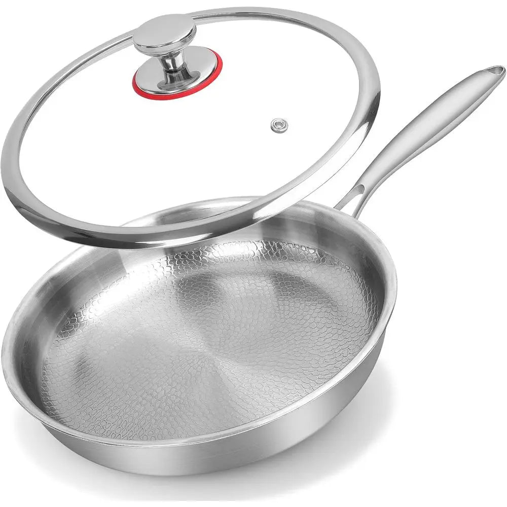 11.02 Inch Titanium Non Stick Frying Pan with Lid - Scratch-Resistant, Even Heating Cookware for All Stovetops
